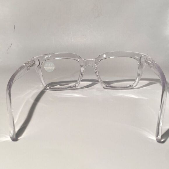 1556 Claudia Square Concave 1.5 NEW Clear Reading Glasses Blue Light Filter - Picture 5 of 9